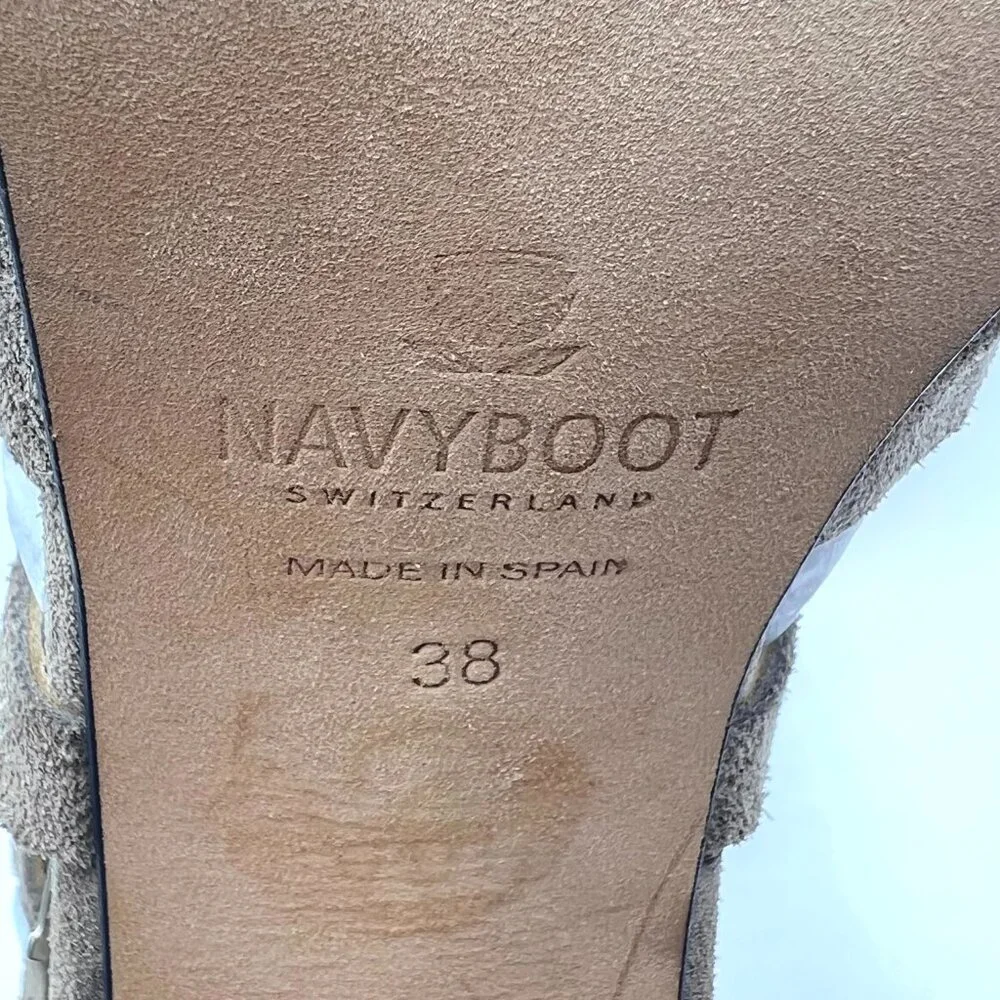 Navyboot Womens Size 38 EU Beige Greige Taupe Suede Leather Heels Shooties Shoes